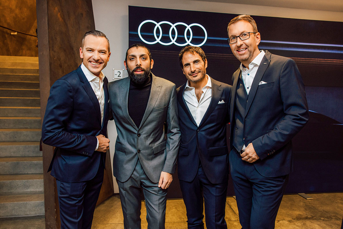 Henrik Wenders, Head of Audi Brand, Sid Odedra, Head of UI/UX Design Audi AG, Gael Buzyn, Senior Design Director Audi Design Loft Malibu &amp; Dieter Jermann, Brand Director Audi Switzerland