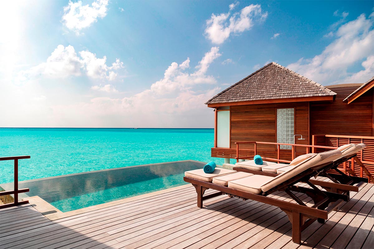 The overwater villa at Anantara Dhigu.