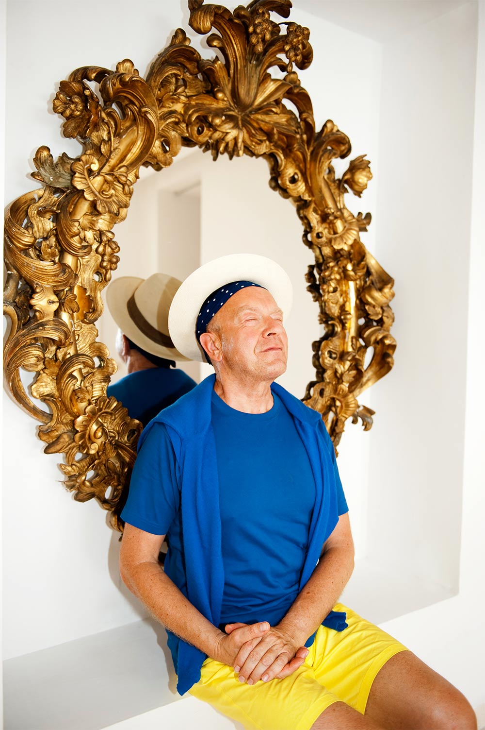 Image by Matteo Thun. Walter Pfeiffer in front of a mirror.