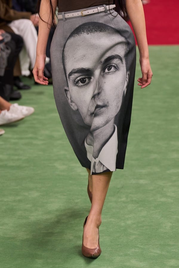 Midi pencil skirt with portrait print by Acne Studios