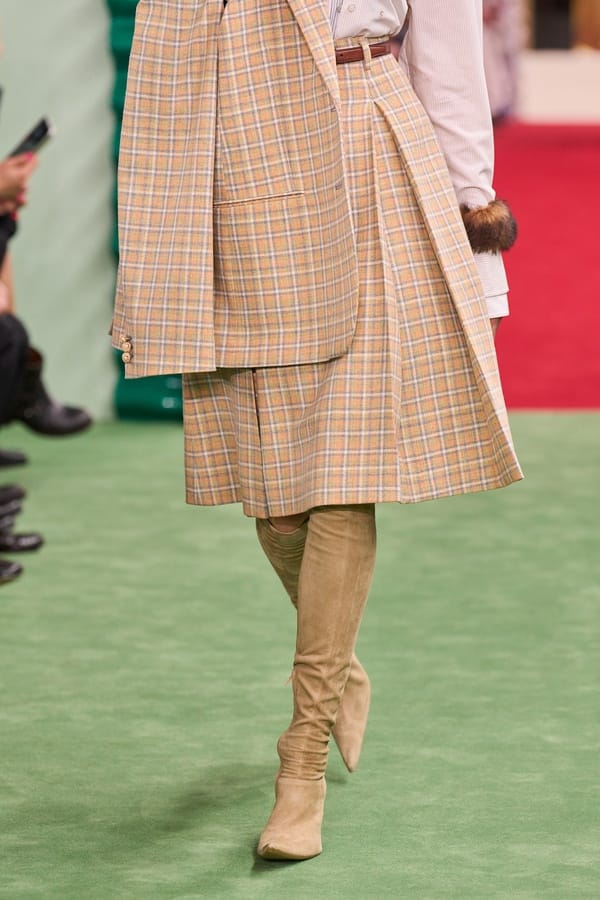 Beige plaid pleated skirt set by Acne Studios