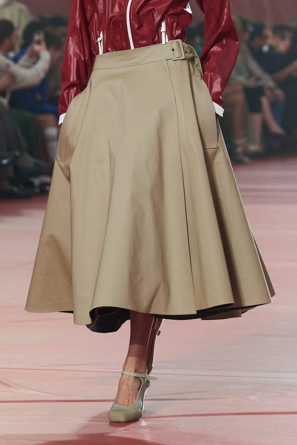 Beige A-line midi skirt with belt by Lacoste